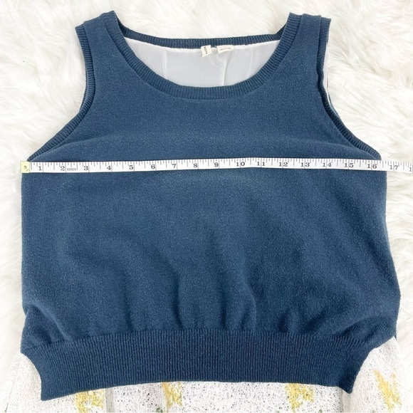 Anthropologie Moth Layered Sleeveless Knit Sweater Vest Top w /Lace Trim Medium - Picture 6 of 8